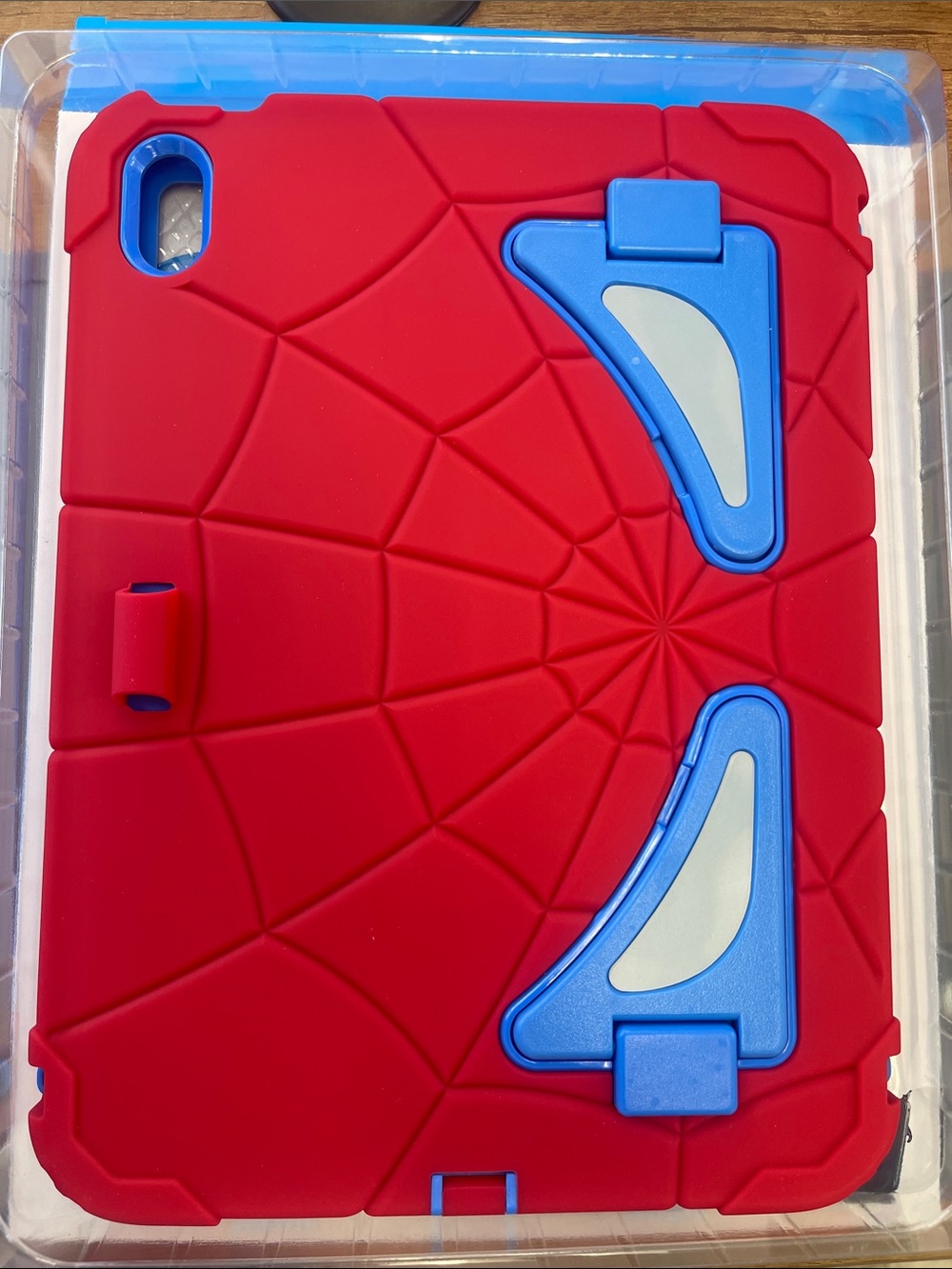Classic Red Tablet Case with Blue Stand Accents iPad 11th generation case